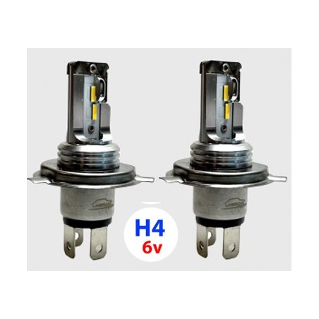 Ampoules de phare 6V - LED Blanc chaud- culot H4 - La paire