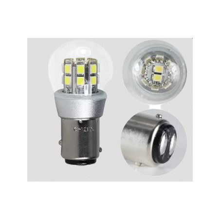 Ampoule LED feu arrière et stop (2 filaments) (6 à 12 Volts) (BA15d)